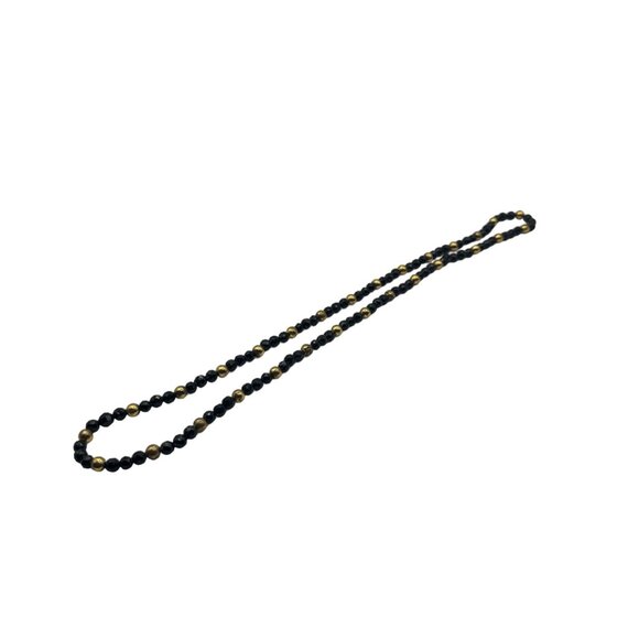 Black & Gold Beaded Necklace With Faceted Design & Unique Detailing - Picture 3 of 6